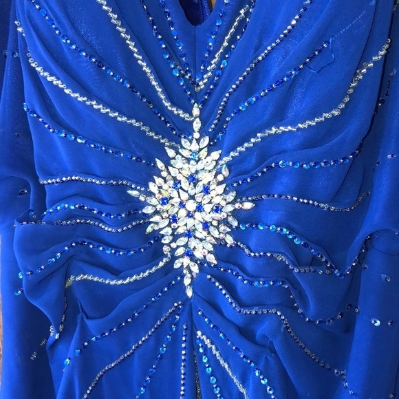 MONTAGE By Mon Cheri Cobalt Blue Dress Size 18 - Picture 4 of 11